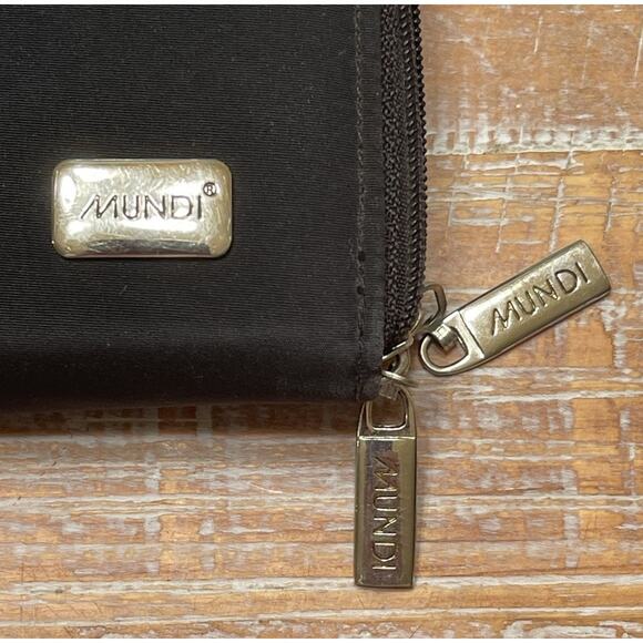 Mundi Black Nylon All In One Organizer Wallet Multiple Compartments Zip Around - Picture 3 of 7